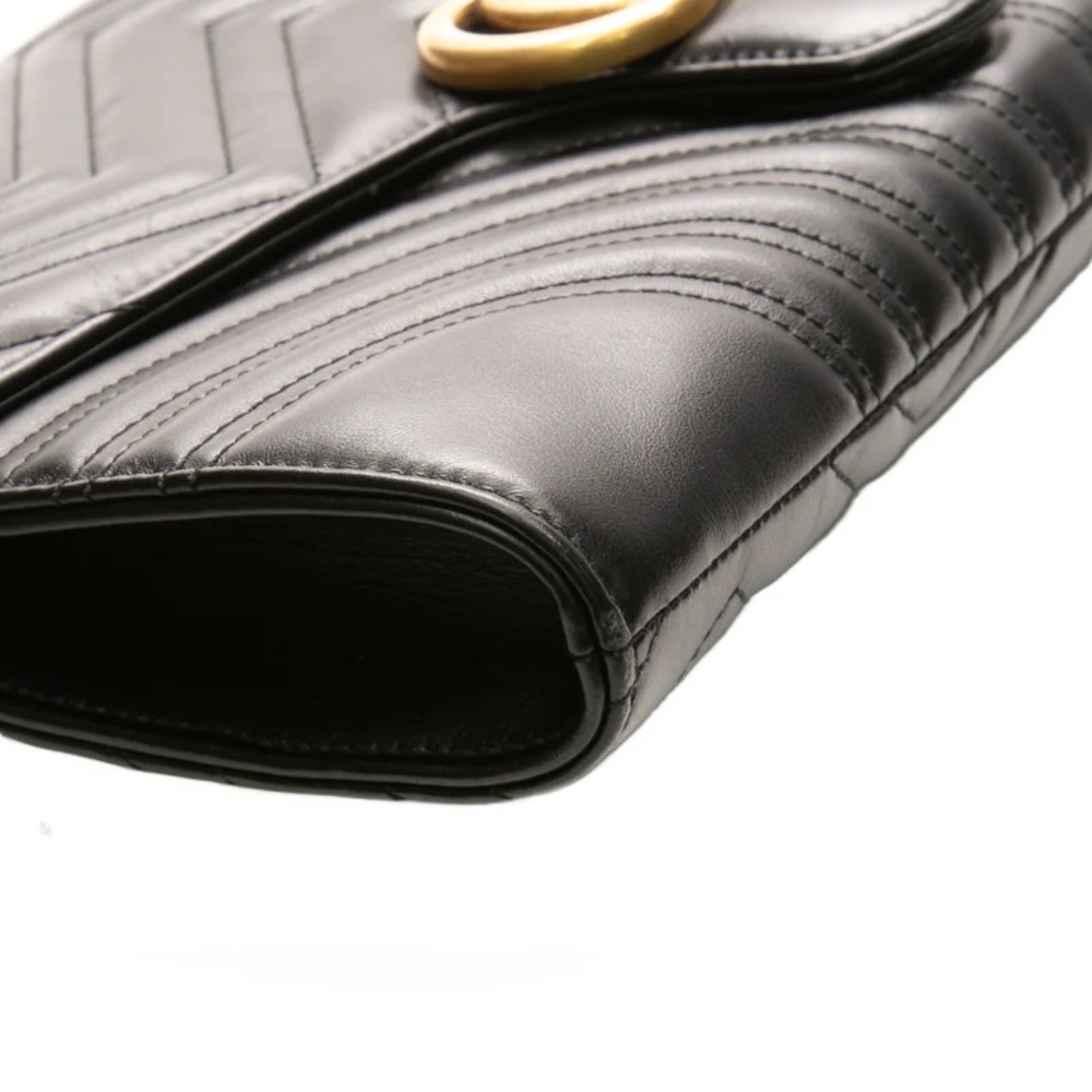 Gucci GG Marmont Matelasse Chevron Flap Envelope Clutch Large Black - Picture 6 of 16